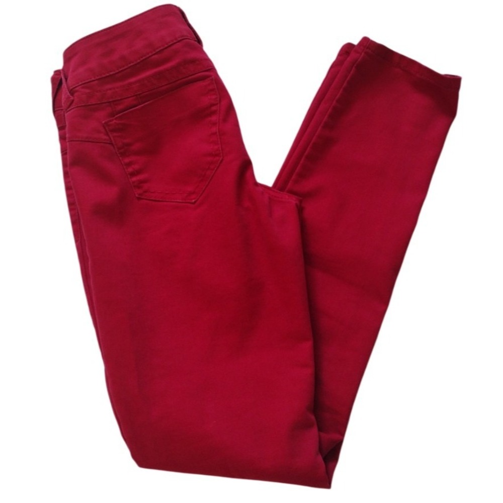 Candies Pants Woman's 1 Juniors Red Skinny Low Rise Dark Wash School Preppy